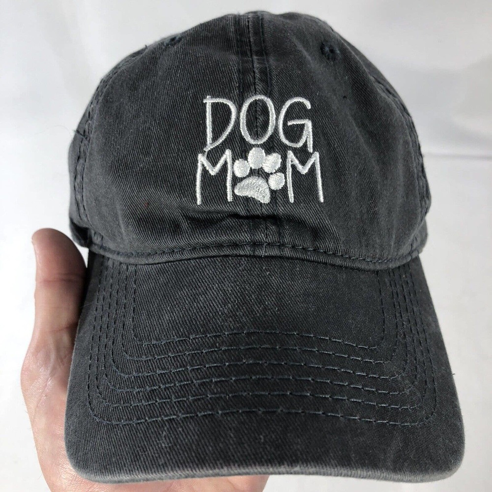 Dog Mom Cap Gray with White Writing Adjustable Strap Back One Size Fits Most OSF - Picture 11 of 11